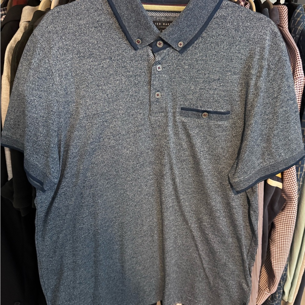 Ted Baker Heathered Blue Polo Shirt